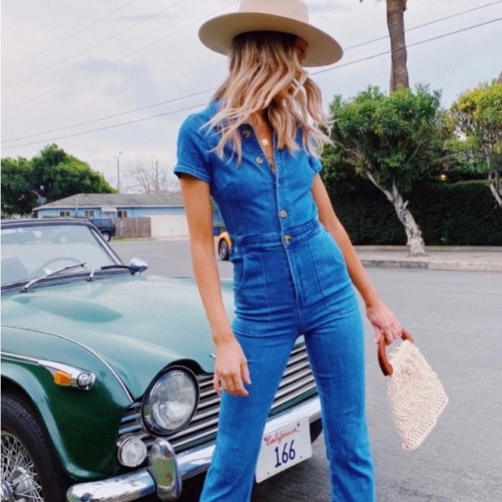 Revolve Show Me Your Mumu Emery Jumpsuit Size XS Women's Blue Denim Jumpsuit